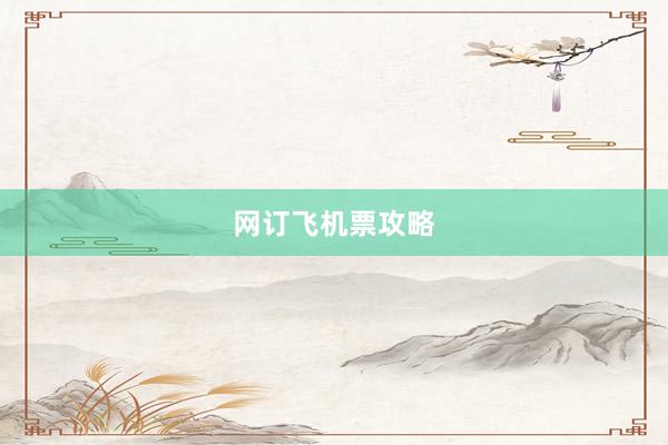 网订飞机票攻略